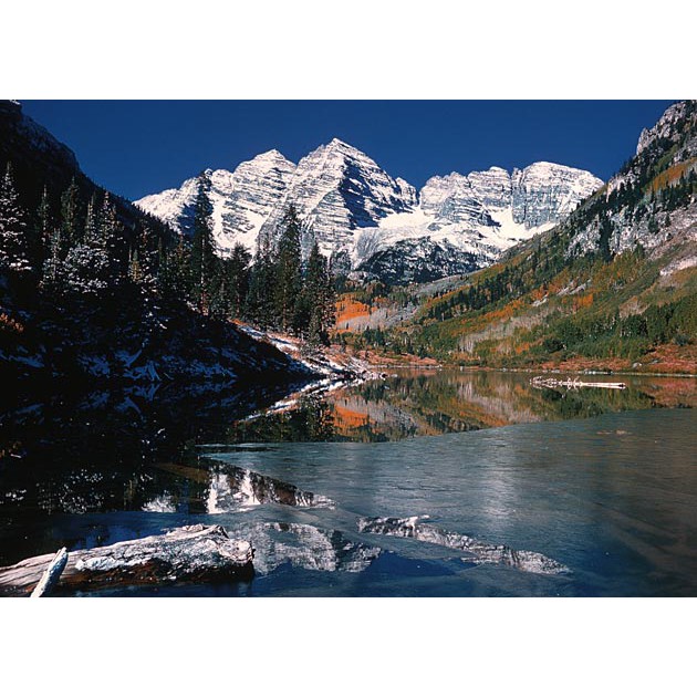 Maroon Lake and Maroon Bells With Snow